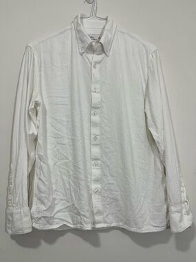 Abercrombie & Fitch Shirt Men S White Summer Linen Blend Long Sleeve Button Down